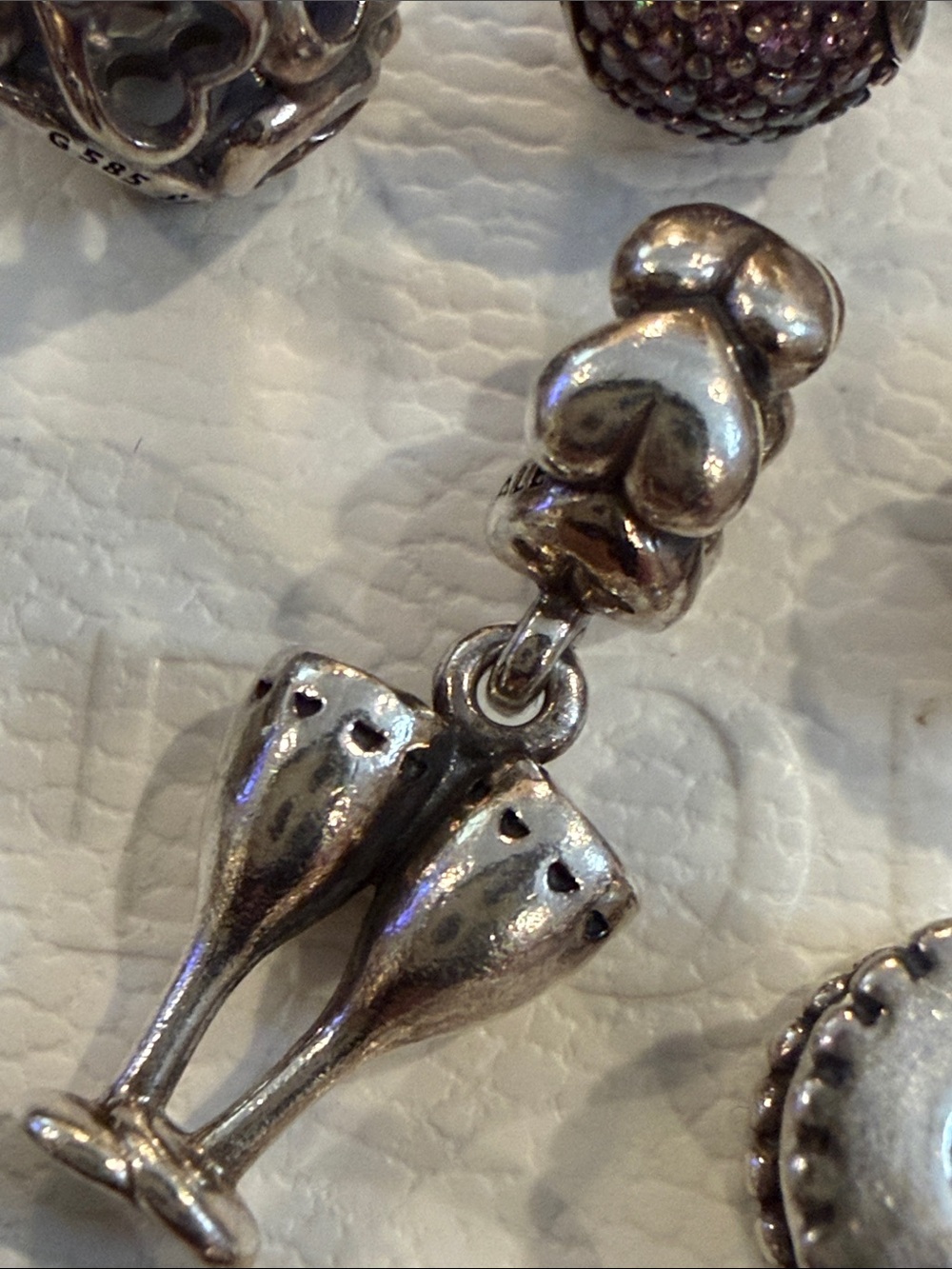 Pandora Sterling Silver Charm Bracelet with Cross and Decorative Beads. size: 7” - Picture 8 of 13